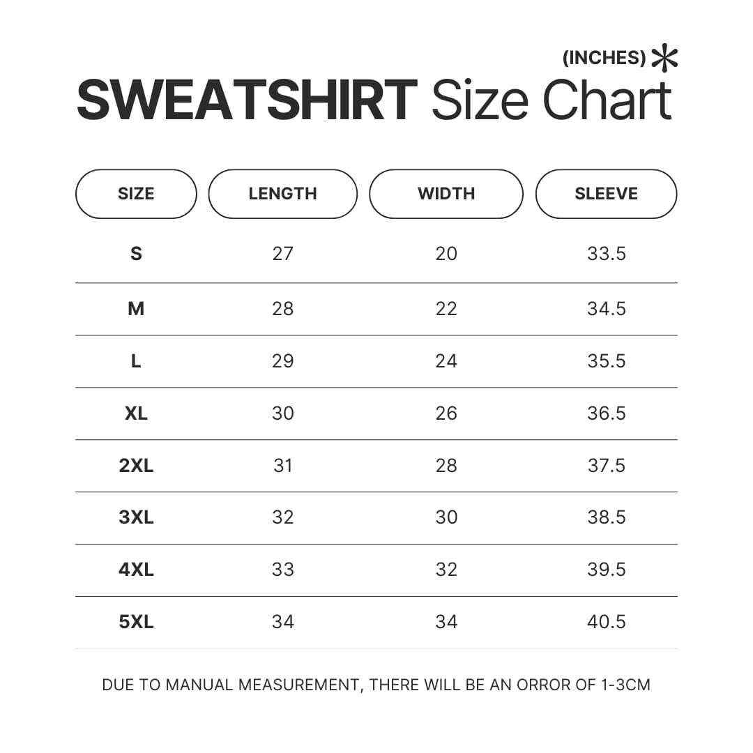 Sweatshirt Size Chart - Helluva Boss Store