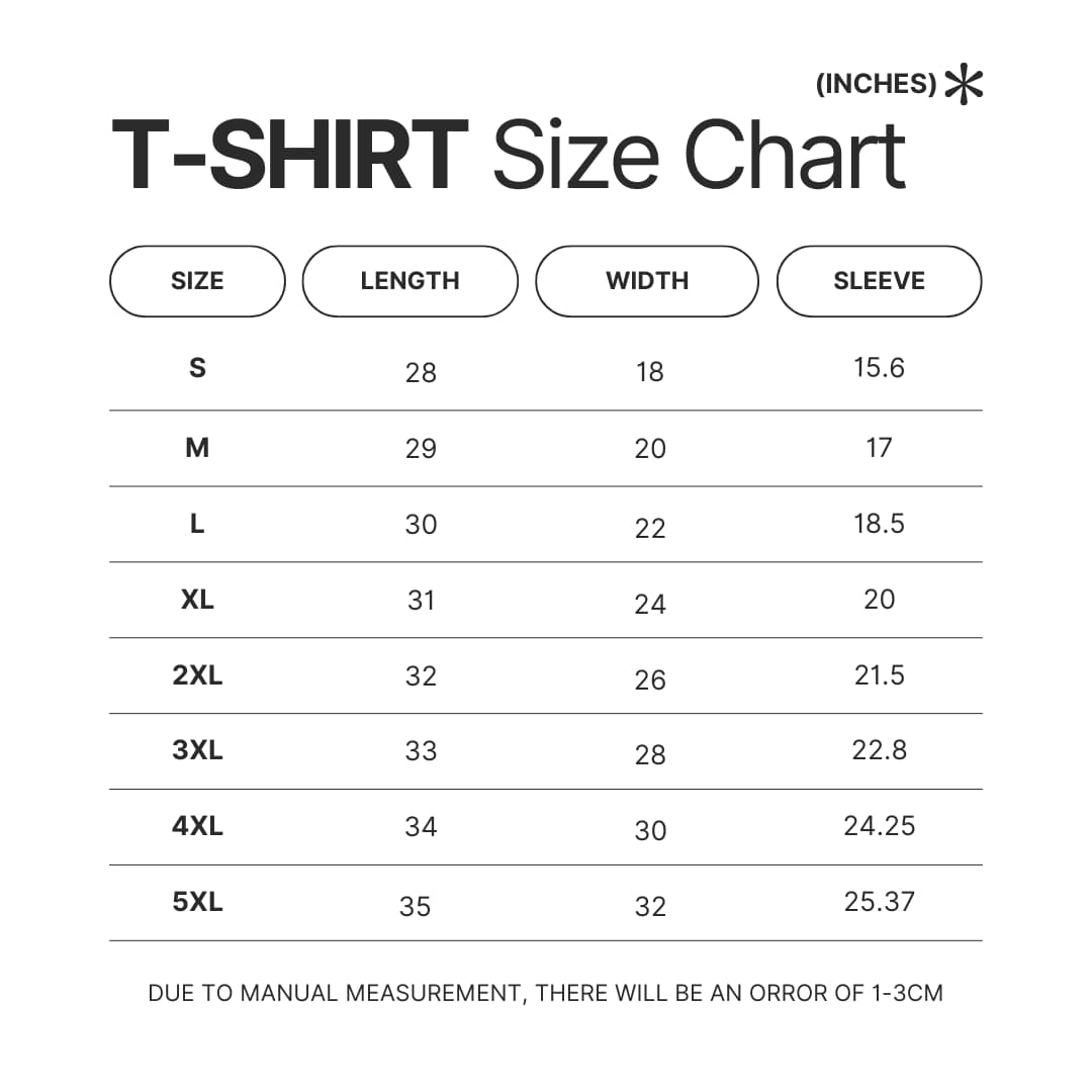 T shirt Size Chart - Helluva Boss Store
